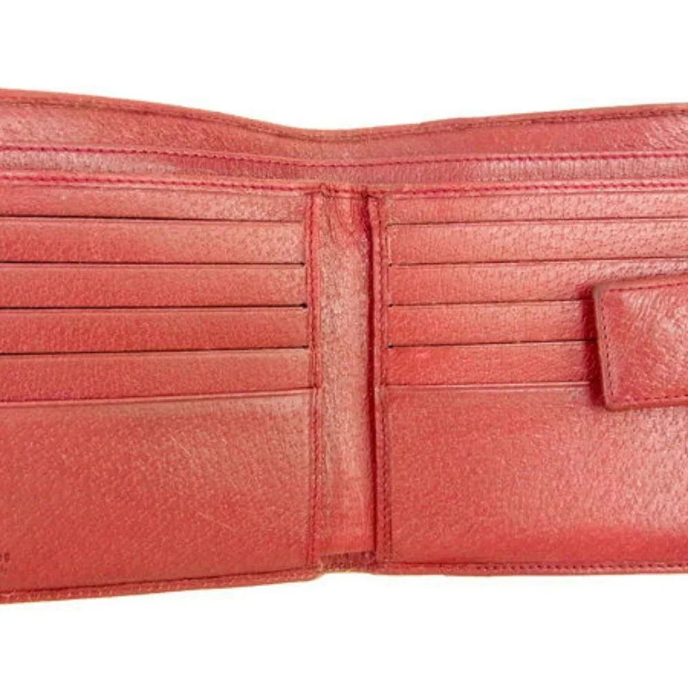 Gucci Wallet Purse Folding wallet GG Beige Red Woman unisex Authentic Used - Picture 6 of 6